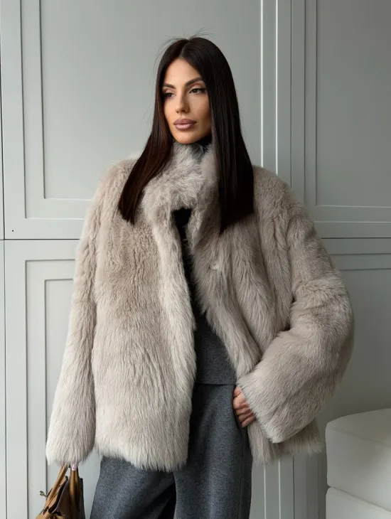 Бежевая дубленка из тосканы - фото 14