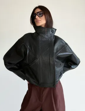 Черная женская кожаная куртка - фото 16