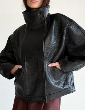 Черная женская кожаная куртка - фото 4