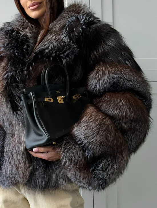 Шуба из меха блюфрост - воротник английский - фото 1