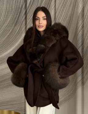 Пальто с мехом песца под соболь - фото 16