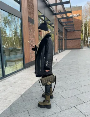 Дубленка авиатор удлиненная - фото 9