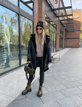 Дубленка авиатор удлиненная - фото 7