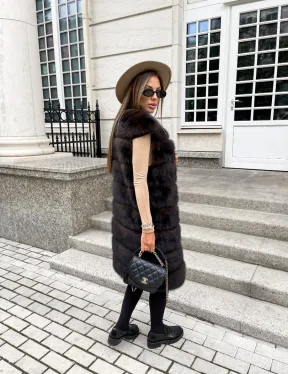 Жилет из куницы в цвете соболь - фото 3