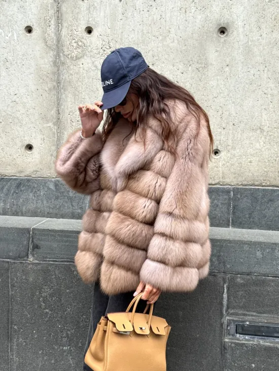 Шуба из меха куницы - цвет Tortora - фото 15