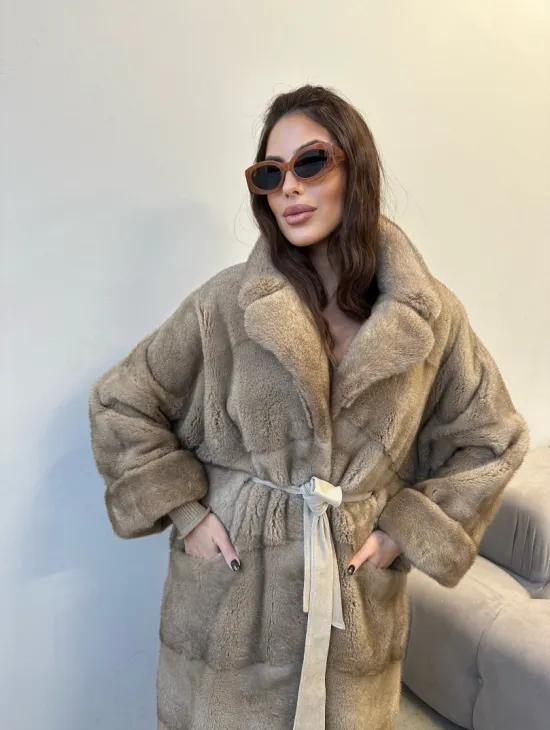 Шуба из плюшевой норки Velvet - цвет пастель - фото 2