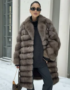 Шуба из меха соболя цвет Тортор  седина 1/2 - фото 0