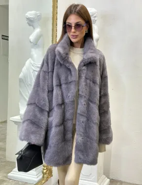 Шуба из норки стойка воротник - фото 0