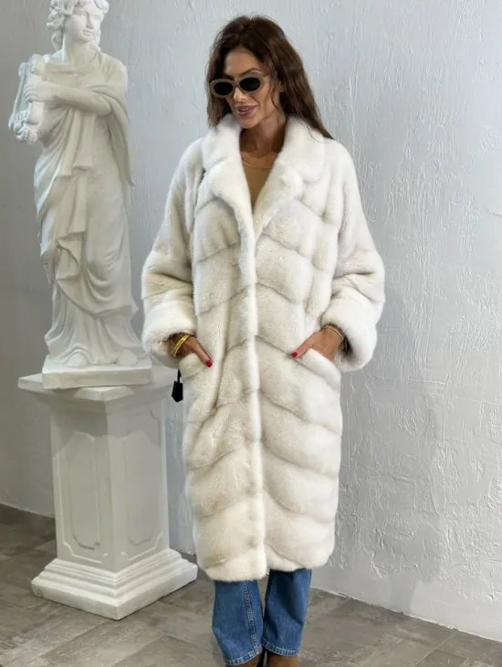 Кимоно шуба английский воротник - цвет колотый лед - фото 3