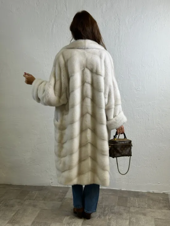 Кимоно шуба английский воротник - цвет колотый лед - фото 5