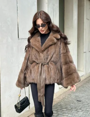 Шуба норковая автоледи - цвет соболь - фото 3