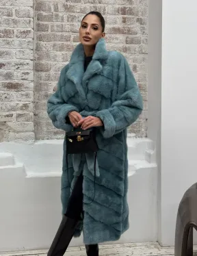 Норковая шуба в цвете TIFFANY - фото 11